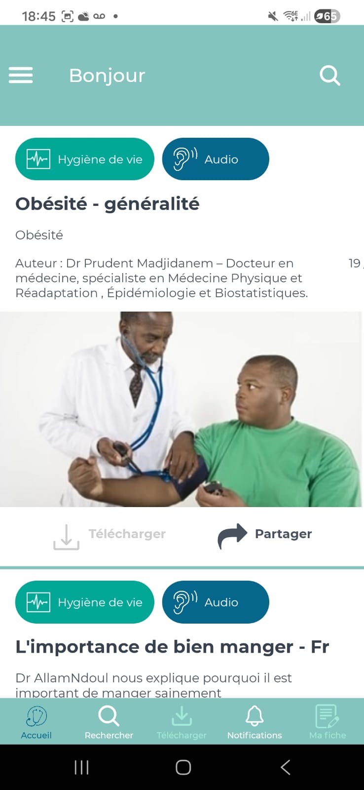 BeAfya app home screen